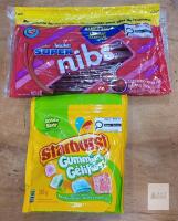 Twizzlers Super Nibs Cherry 623g & Starburst Gummies Sours 255g Resealable Family/Bulk Packs