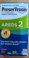 Bausch + Lomb PreserVision AREDS 2 Mini Soft Gels, 210 ct, Exp 08/2024, Lot 1187CW365