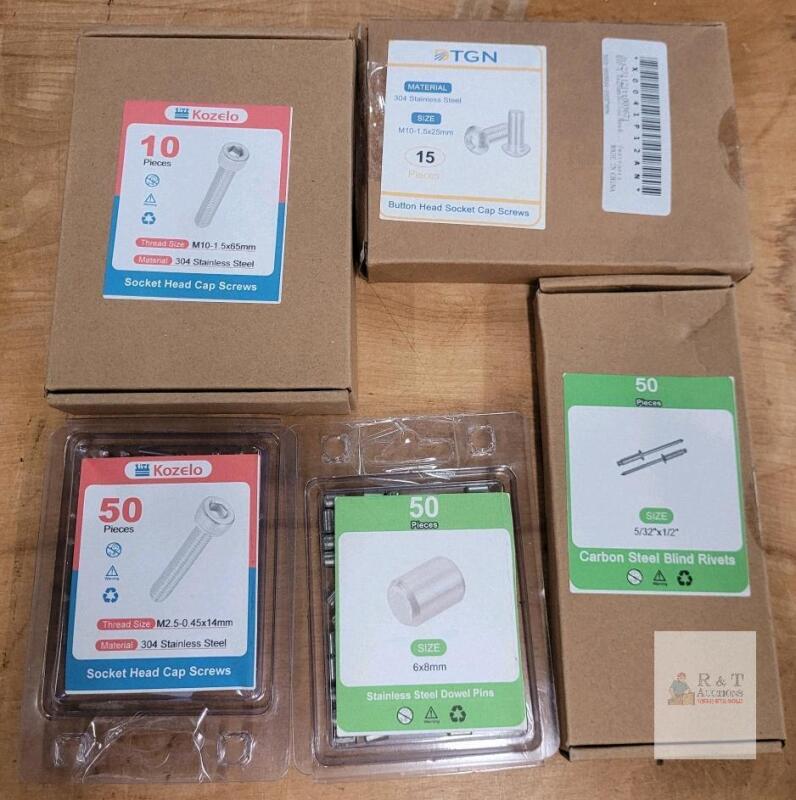 Assorted Industrial Fasteners: Kozelo & TGN, 304 Stainless Steel & Carbon Steel