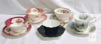 Assorted Cups & Saucers . Not all Pieces Ring True . Coalport , Royal Albert , Royal Grafton