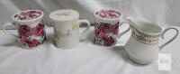 3 Tea Mugs w/Covers & Creamer