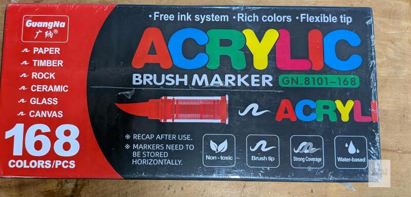 GuangNa GN.8101-168 Acrylic Brush Marker Set, 168 Colors