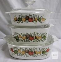 Vintage 3pc. Corning Ware Casserole Dishes w/Lids