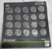 20 New Granicell CR2025 3V Button Cell Batteries