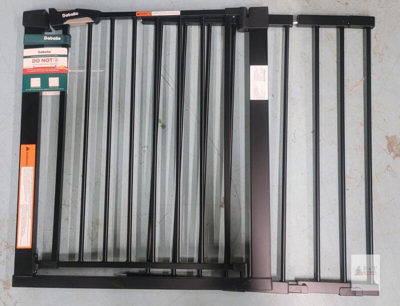 Babelio 54.75" Extra Wide Metal Safety Gate, Black, With Extension, Pressure Mount
