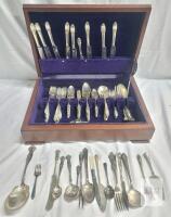 Vintage Community Silverware Plate Set Pieces & Wooden Case . Includes Sterling Silver