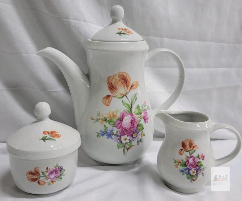 Vintage Kahla Coffee Carafe & Cream / Sugar Set