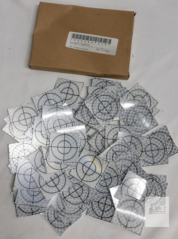 80 Survey Reflector Targets 2x2 Inch Adhesive Stickers, White, Reflective, Crosshair Print
