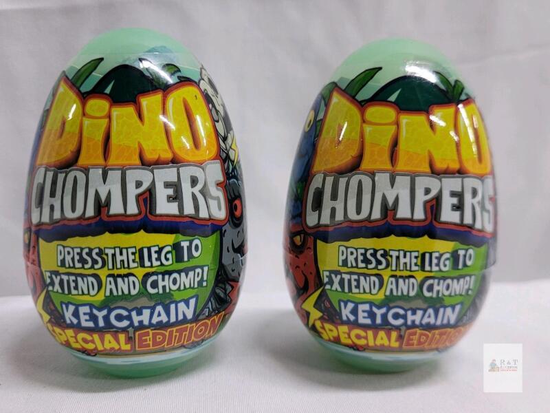 2 DINOBROS Dino Chompers Keychain Special Edition - Dinosaur Collectible Toy in Egg Capsule