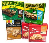 [bb 06/2026 - 2027] 5 New Boxes of Granola Bars: Tim Hortons Salted Caramel Chewy, Kind Breakfast Almond Butter, Nature Valley Crunchy Oats N Dark Chocolate / Coconut Datk Chocolate