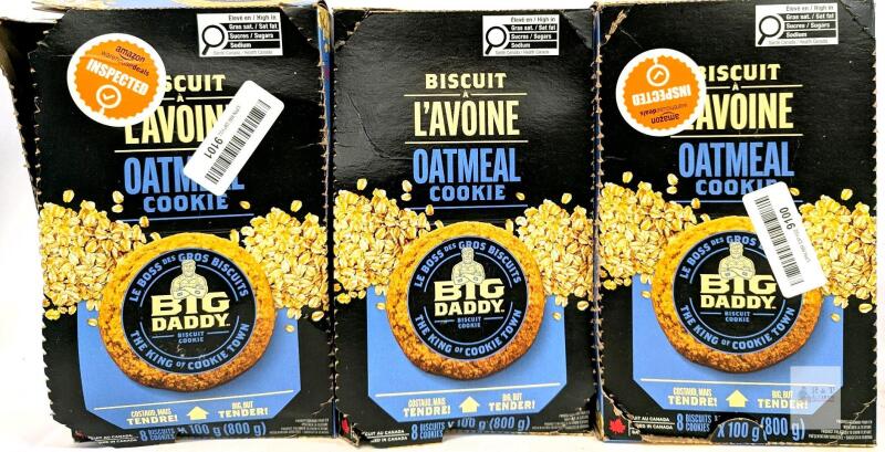 [bb 05/2026] 3 New Boxes of Big Daddy Oatmeal Cookies, 8 Giant 100g Tender Cookies Per Box, 24 Cookies Total