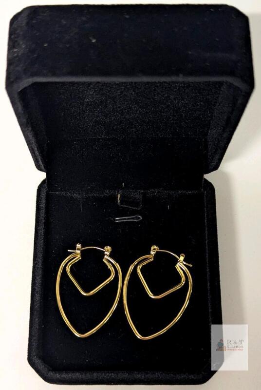 NEW 14K Gold Plated 35.0mm Double Hoop Earrings
