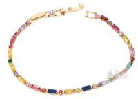 Gorgeous Multicolor Stone Tennis Line Bracelet, 7" Long With 1" Extender, Non-Magnetic, No Stamps Found