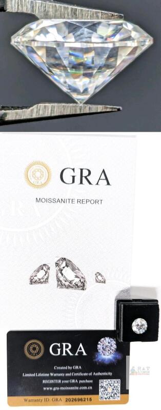 NEW 4.0ct Moissanite Lab Diamond, Round Brilliant Cut - - VVS1, GRA Report, Tests Posit with a Diamond Tester (More Brilliant Than a Diamon