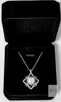 NEW Platinum Plated 11.0rnm Synthetic Pearl Necklace - Adjustable Chain 16" to 18" Long