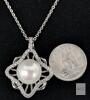 NEW Platinum Plated 11.0rnm Synthetic Pearl Necklace - Adjustable Chain 16" to 18" Long - 2