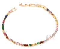 Gorgeous Multicolor Stone Tennis Line Bracelet, 7" Long With 1" Extender, Non-Magnetic, No Stamps Found