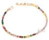 Gorgeous Multicolor Stone Tennis Line Bracelet, 7" Long With 1" Extender, Non-Magnetic, No Stamps Found
