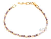 Lovely Lavender & Clear Stone Tennis Line Bracelet, 7" Long With 1" Extender, Non-Magnetic, No Stamps Found