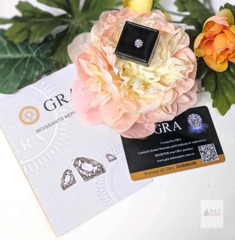 New 1.0ct Moissanite Lab Diamond, Round Brilliant Cut - GH - VVS1, GRA Report, Tests Positive with a Diamond Tester (More Brilliant Than a Diamond)