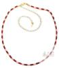 Vibrant Red & Clear Stone Tennis Line Necklace, 13.25" Long With 6.5" Extension, Non-Magnetic, No Stamps Found