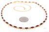 Vibrant Red & Clear Stone Tennis Line Necklace, 13.25" Long With 6.5" Extension, Non-Magnetic, No Stamps Found - 2