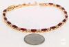Vibrant Red & Clear Stone Tennis Line Bracelet, 7" Long With 1" Extender, Non-Magnetic, No Stamps Found - 2