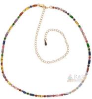 Gorgeous Multicolor Stone Tennis Line Necklace, 13.25" Long With 6.5" Extension, Non-Magnetic, No Stamps Found