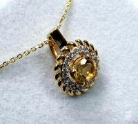 With Appraisal Gold Plated Sterling Silver Natural Citrine (0.50ct) and CZ Pendant with Gold Plated Sterling Silver Chain, W/A $335.00. Citrine is the birthstone for November.