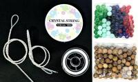 2 New Packs of 100 8mm Polished Natural Stone Beads, Crystal Heading Strings & 2 Strands of Tiny Faux Pearls