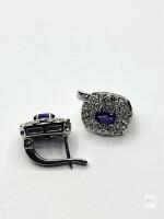 WITH APPRAISAL Sterling Silver Natural Amethyst (0.70ct) with CZ (0.70ct) Earrings, W/A $400.00.