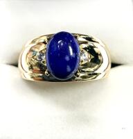 WITH APPRAISAL Gold Plated Sterling Silver Natural Lapis (1.92ct) with CZ Ring, Size 10, W/A $1000.00.