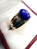 WITH APPRAISAL Gold Plated Sterling Silver Natural Lapis (1.92ct) with CZ Ring, Size 10, W/A $1000.00. - 3