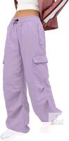New Size MED Women's KissModa Parachute Pant Cargo-Style Lightweight Joggers - Light Purple