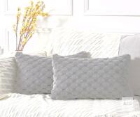 New Madizz Pack of 2 Super Soft Cozy Lumbar Decorative Throw Pillow Covers Fuzzy Plush Faux Fur Luxury Cushion Cover Pillowcase for Sofa Couch Bed Livingroom 12x20 Inch 30x50cm light grey