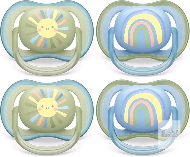 New PHILIPS Avent Ultra Air Pacifier - 4 x Light, Breathable Baby Pacifiers for Babies Aged 0-6 Months, BPA Free with Sterilizer Carry Case (Model SCF085/49) 2 Packs of 2