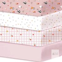 New Lumono 4-Pack Fitted Crib Sheets, 28" &times; 52" + 8", Rustic, Ranch-Pink, Perfect Fit, Ultra-Soft Microfiber Fabric, Charming Design, Great Value 4-Pack, Easy Care