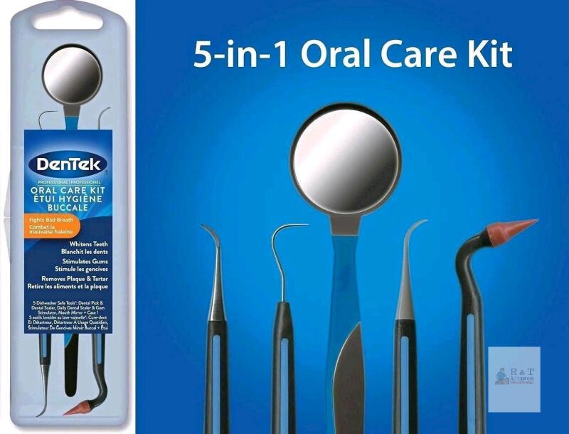 New DenTek Premium Oral Care Kit - Dental Pick, Steel Teeth Scaler, Rubber Stimulater, Dishwasher Safe
