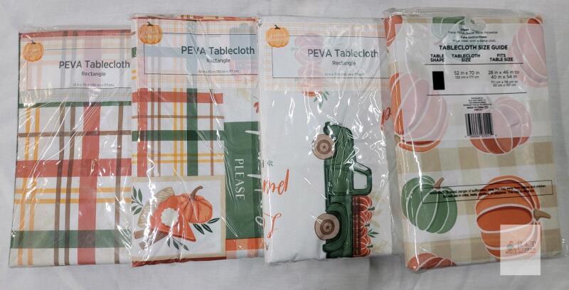 4 New PEVA Holiday Rectangle Tableclothes , 52"&times;70"