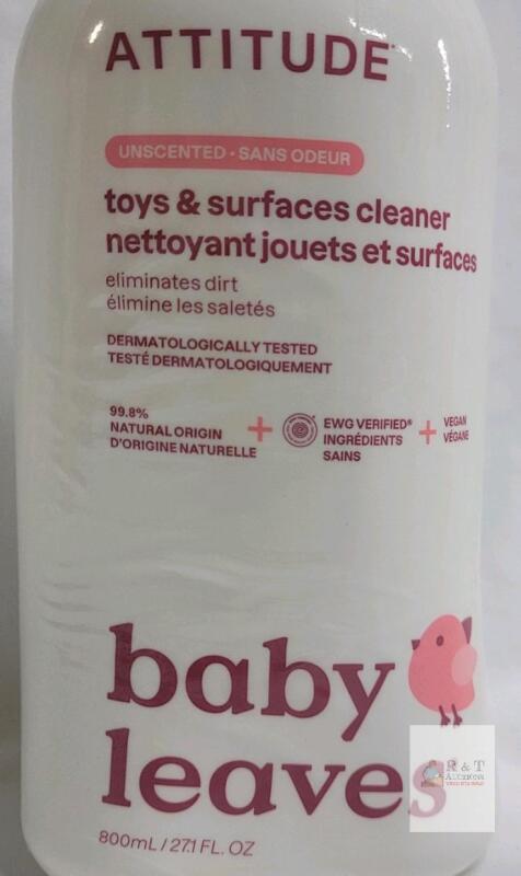 ATTITUDE Baby Leaves Toys & Surfaces Cleaner, Unscented, 27.1 FL. OZ (800 mL), EWG Verified