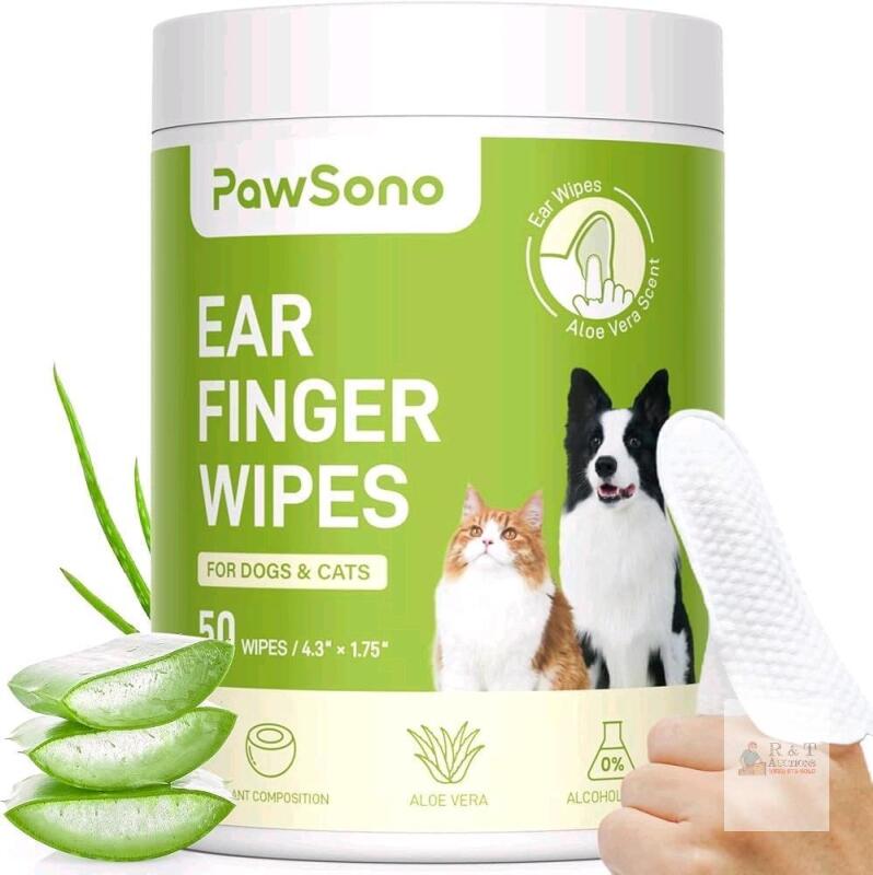 [exp 2028] New Ear Finger Wipes for Dogs & Cats, Thicker Dog Ear Cleaner Wipes, Natural Relief Cat Ear Cleaner Dog, Pet Health Supplies for Dog Small Animal Cat, Aloe Scent Deodorizing - 50 Count
