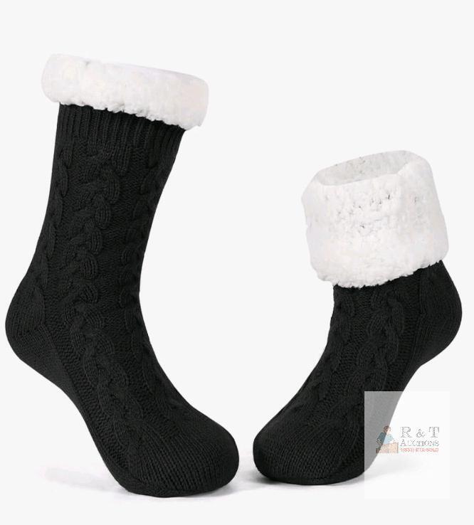 New sz O/S LEMZONE Women's Thick Warm Slipper Socks with Grippers, Winter Fleece Fuzzy Socks
