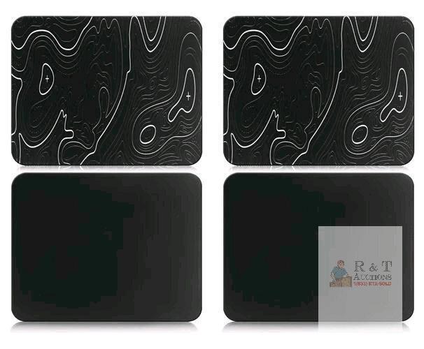 4 New Mouse Pads / Mouse Mats 8.25" &times; 10.5" Each, 2&times; Black, 2&times; Topographical ( 2 Packs of 2)