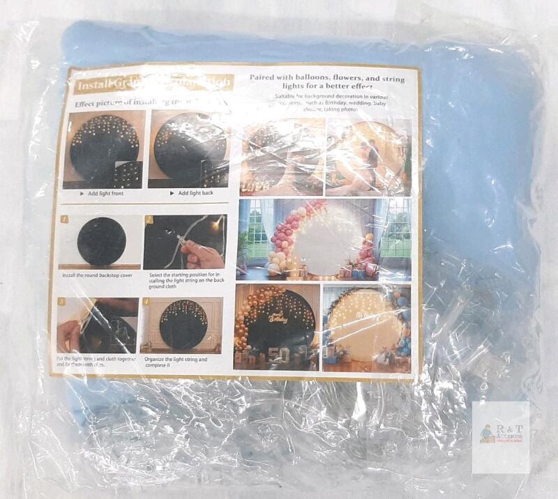 5.6 FT Baby Blue Round Photo Shoot Backdrop Cloth, Polyester-Spandex Blend, Wrinkle-Resistant