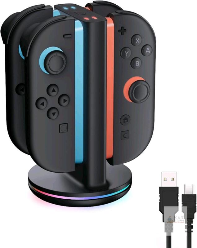 New 3rd Party Charging Dock for Nintendo Switch 2 JoyCon 2 Controller [Dual-Direction Charging Design] Magnetic, LED Indicator,4-in-1 Fast Charger Stand Station Compatible with Joy Con 2 Accessories