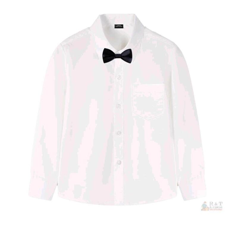 New Size 7-8 (140cm) Boys' Danuoku Long Sleeve Button Down Dress Shirt With Bowtie