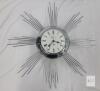 Vintage MCM Ingraham Chrome Electric Wall Clock . Measures 20" diameter . Working
