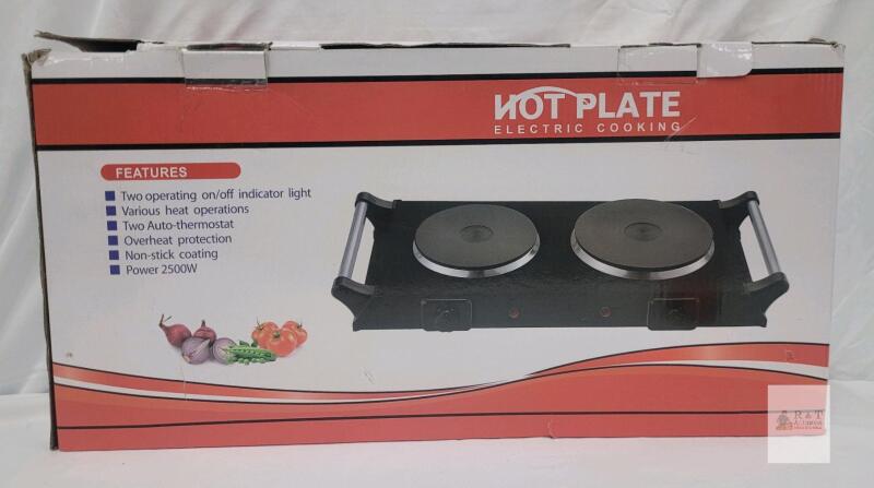 iMounTEK GPCT4271 Electric Double Burner Hot Plate, 2000W, 5 Temperature Settings, Overheat Protection