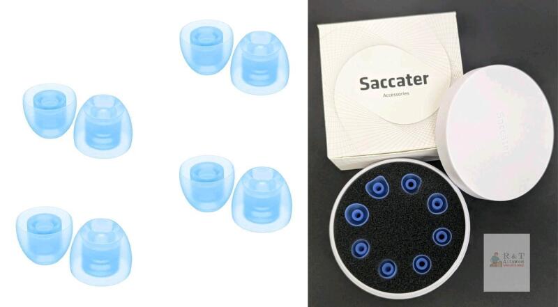 New Size SM, MED, LG & XL Saccater Bellflower Ear Tips - Ultra Soft Silicone Professional Noise Reduction Ear Tips for Saccater Noise-reducing Earplugs, Reusable, Washable, With Case, 4 Pairs