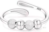 New Stamped S925 Adjustable Split-Back Anxiety Rings for Women Sterling Silver Rings Adjustable Stress Spinner Rings with Beads Fidget Rings for Anxiety, With "To My Daughter" Card in Box